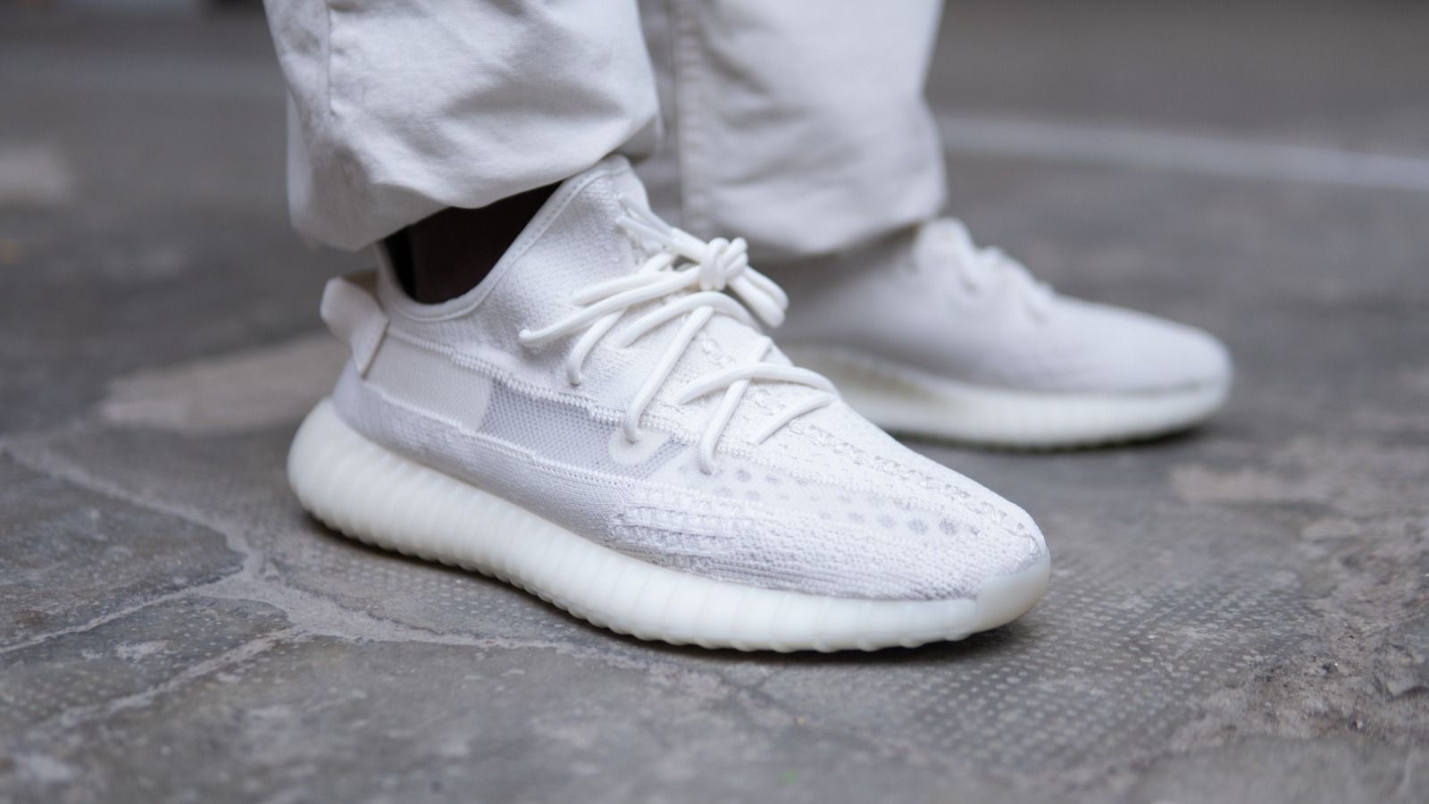 White Adidas Yeezy Boost 350 V2 Bone