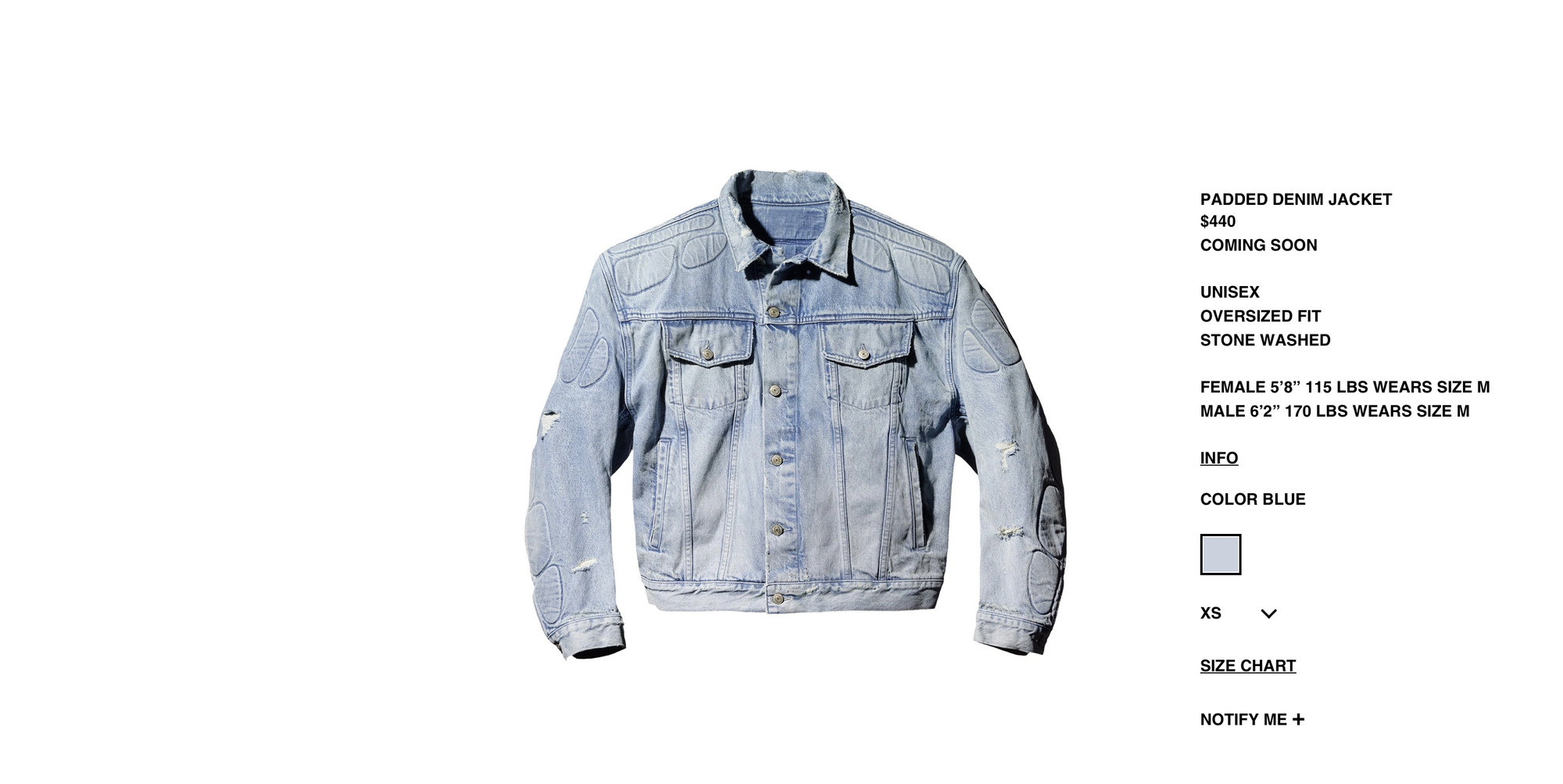 Padded Denim Jacket in Blue - Balenciaga